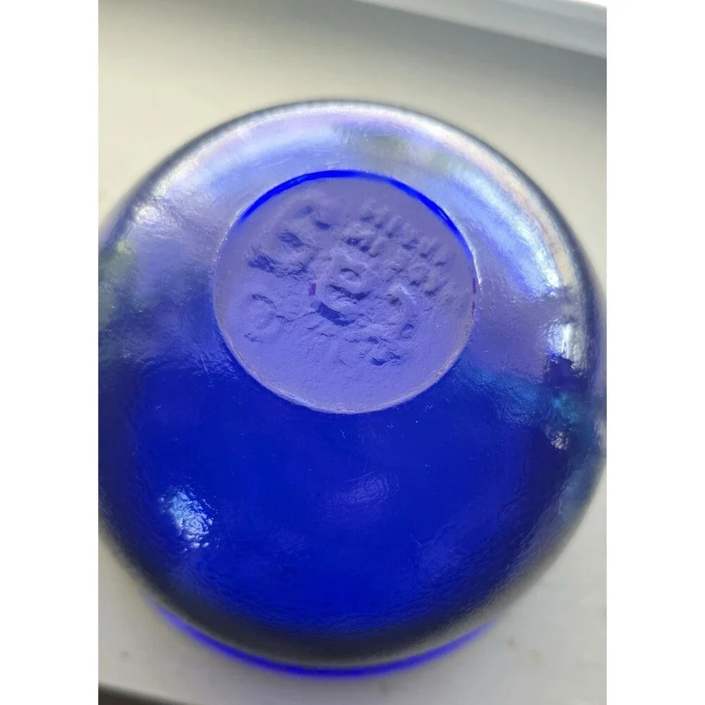Vintage TAG Cobalt Blue Bowl Recycled Glass Made In Spain 5.5